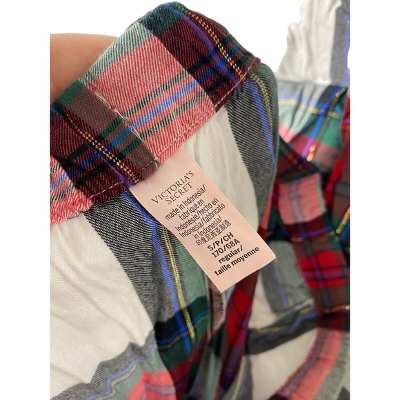 Victorias Secret Plaid Pajamas Set PJs Small Top & Bottoms Womens Christmas - Picture 7 of 8